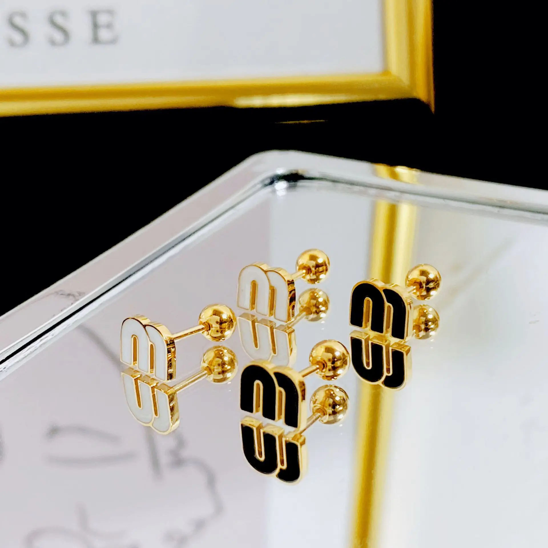 IFYOUOO Stainless Steel Letter M Stud Earrings for Women Fashion Jewelry Delicate Cute Tiny Earrings Gift image 4