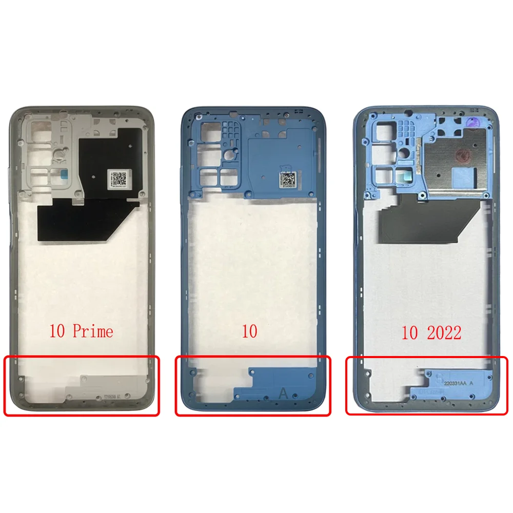 Quadro médio para Xiaomi Redmi 10, placa de moldura traseira, carcaça do chassi, 10 Prime Back, peças de reposição, 2022