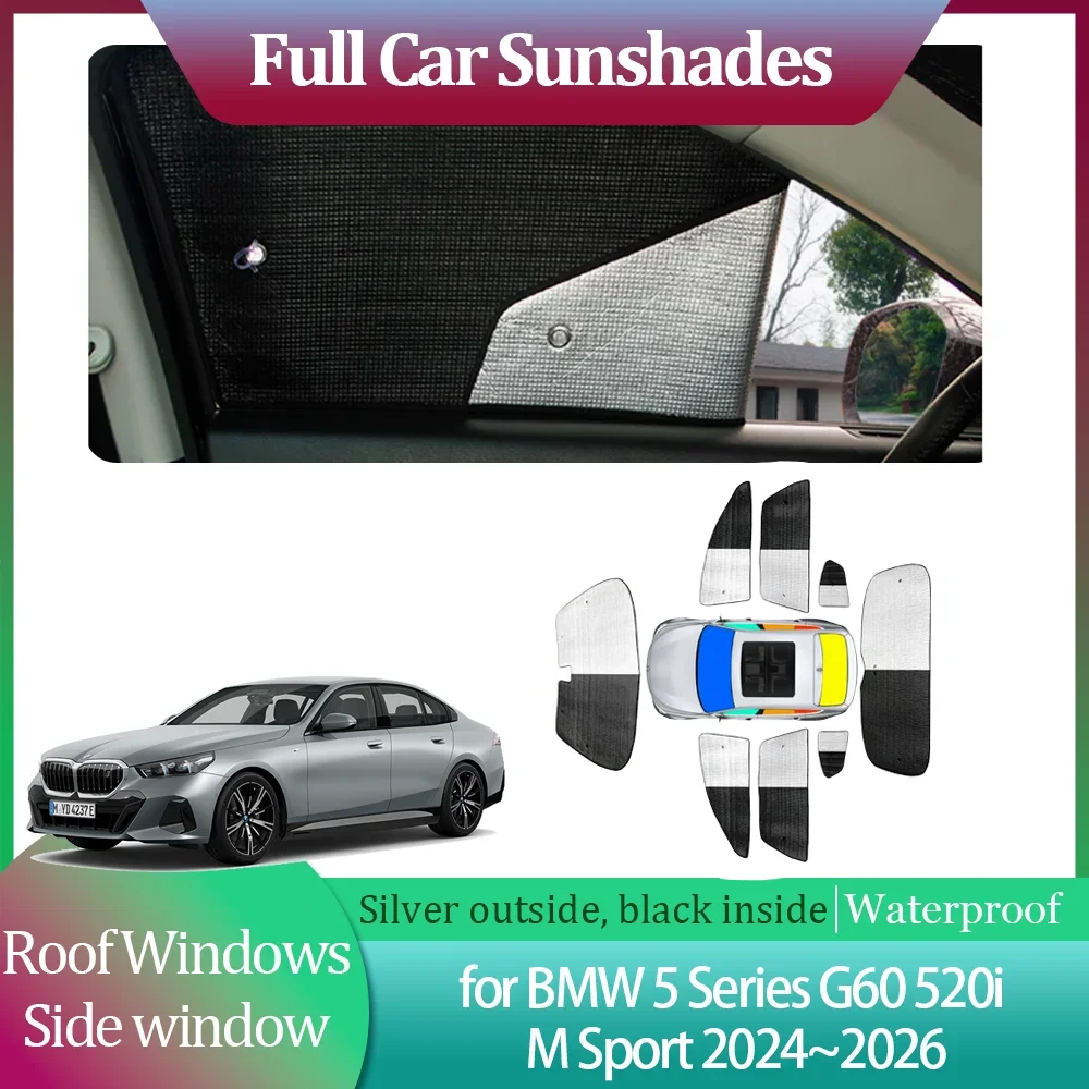 Sunshades for BMW 5 Series G60 520i M Sport 2024~2026 Windshield Curtain Side Roof Windows Sun Visor Sunroof Cover Accessories