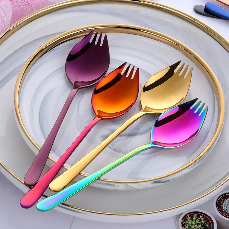 Nieuwe 3 In 1 Spork Fit Lepel Vork Multi-Functionele Servies Outdoor Reizen Camping Wandelen Bestek Gebruiksvoorwerpen Triple Picknick gadget - afbeelding 2