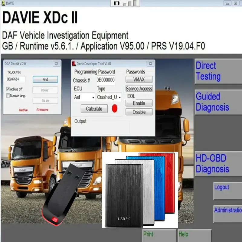 Newest 2022 year DAF Davie Runtime 5.6.1 2019 for paccar and DAF engine diagnostic software