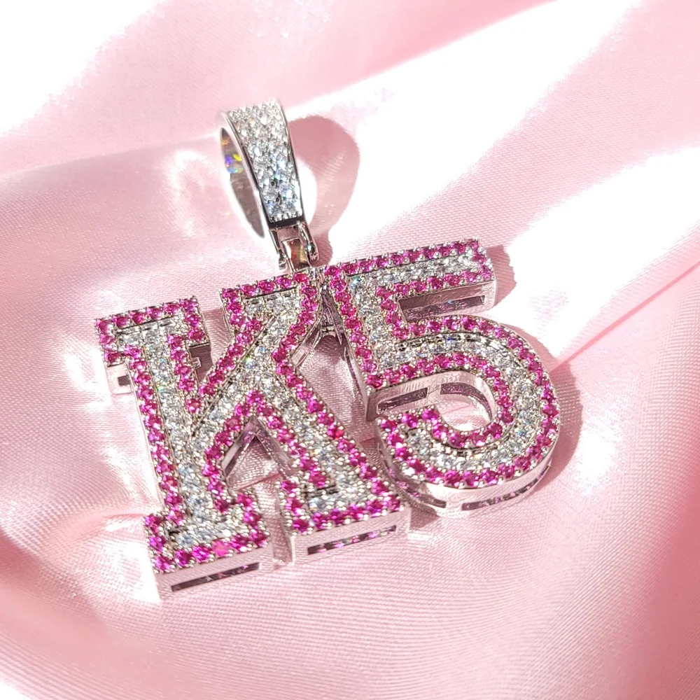 Custom Double-Color Cubic Zircon Letter Pendant Personalized Initial Necklace Chain Hip Hop Punk Jewelry Gift For Valentines Day