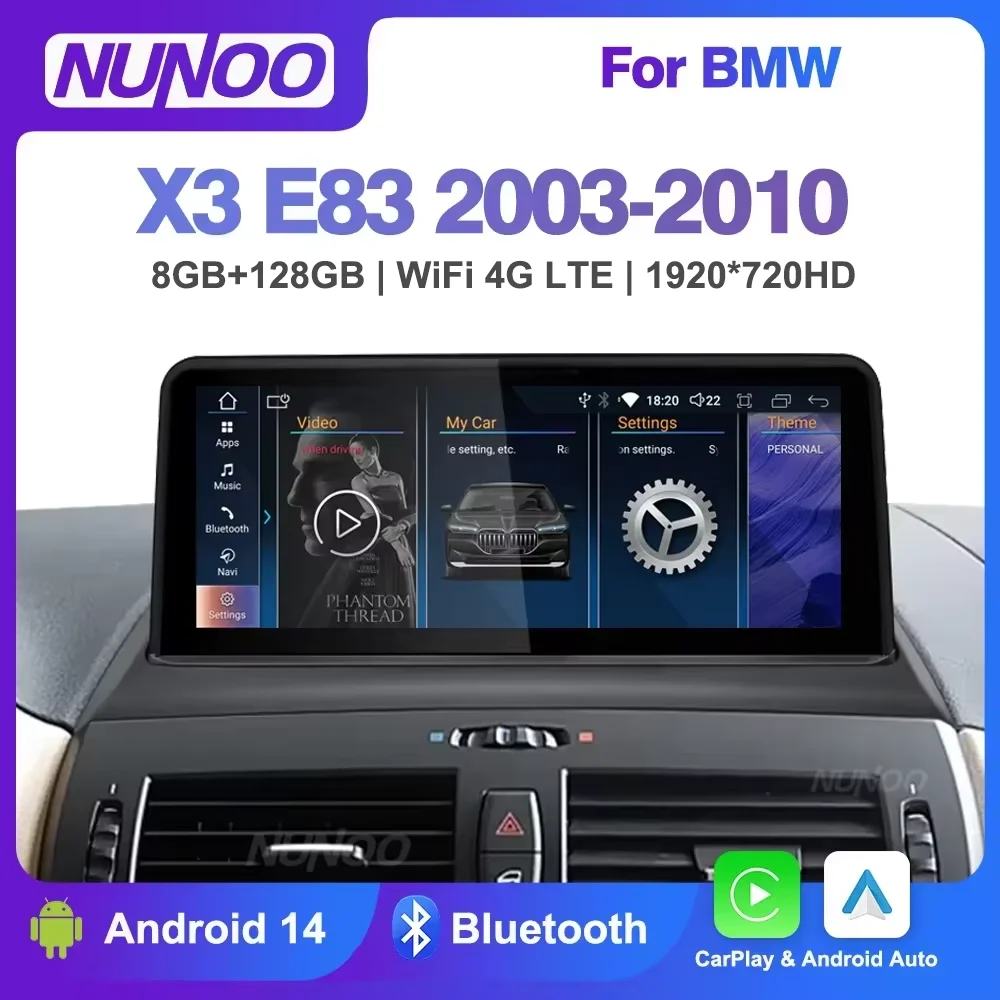 Android 14 Car Radio Carplay For BMW X3 E83 2003-2010 GPS Multimedia Player WIFI Head Unit Monitor Stereo Navi IPS Touch Screen