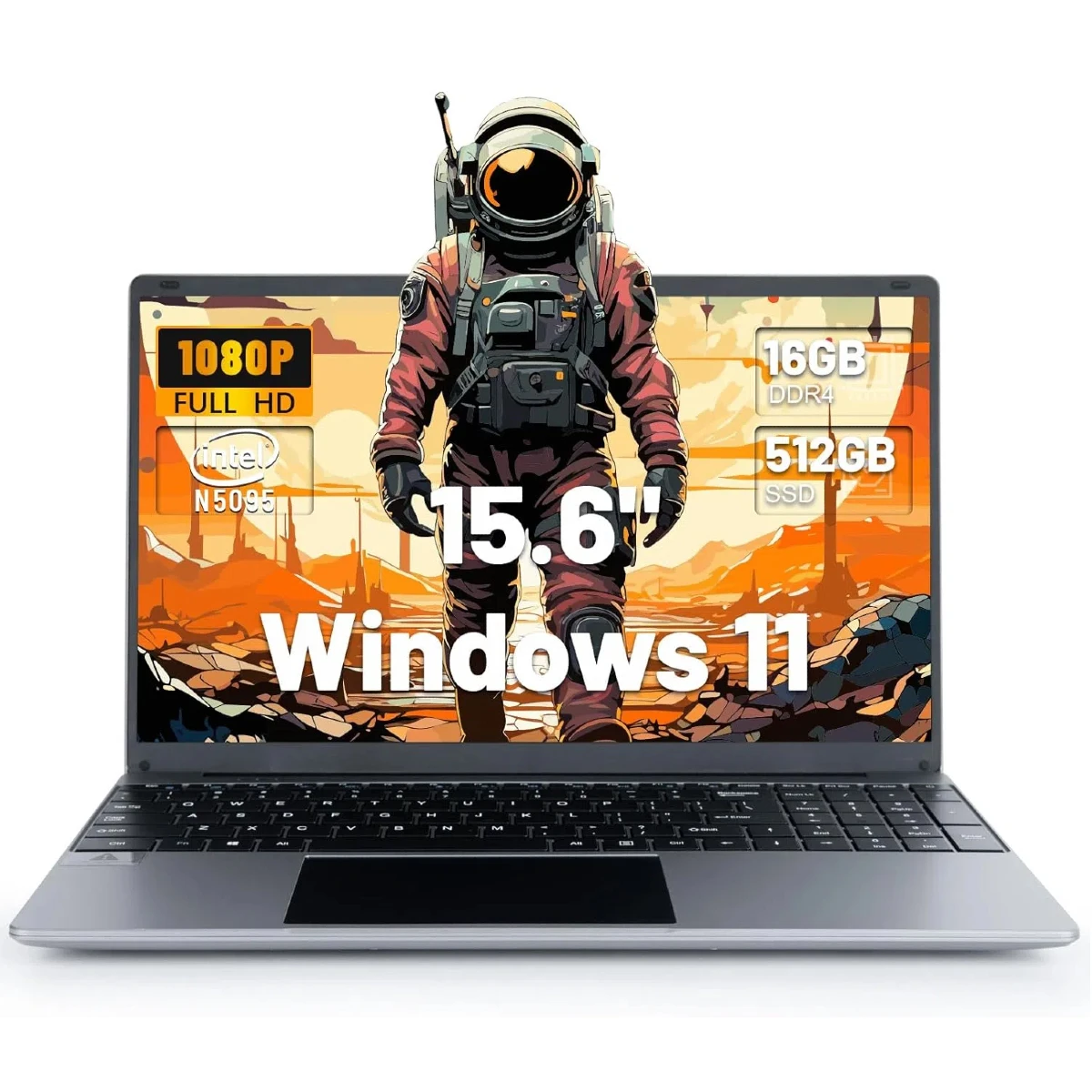 

AEEZO 15.6 Inch Laptop Windows 11 Notebook 16G RAM 512GB SSD Quad-Core Intel Celeron N5095 Processors FHD IPS 1920x1080 Display