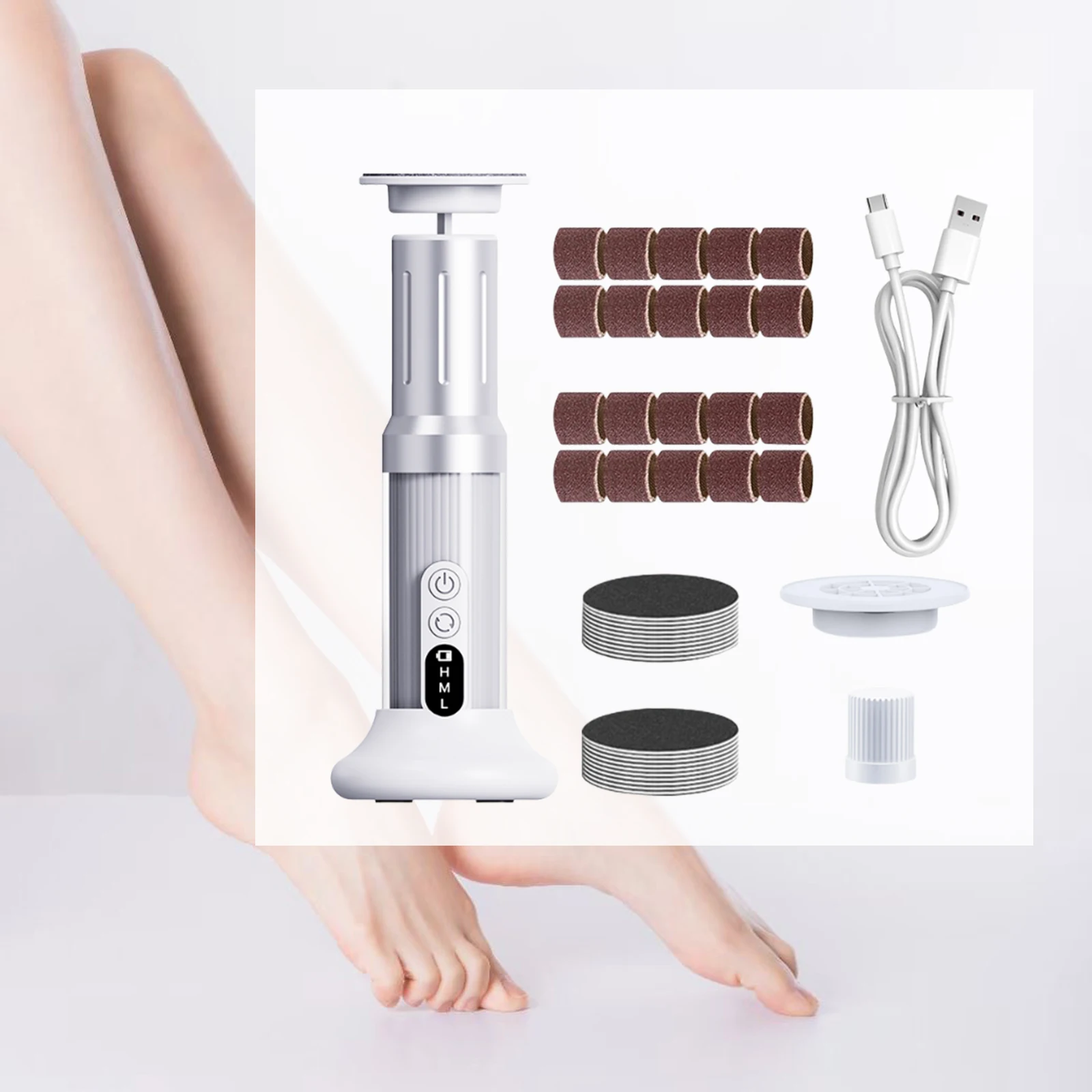 الكهربائية مزيل مسامير القدم العناية بالقدم ملف الكعوب الجلد الميت باديكير أداة مجموعة طاحونة القدم مع استبدال الصنفرة التبعي #4