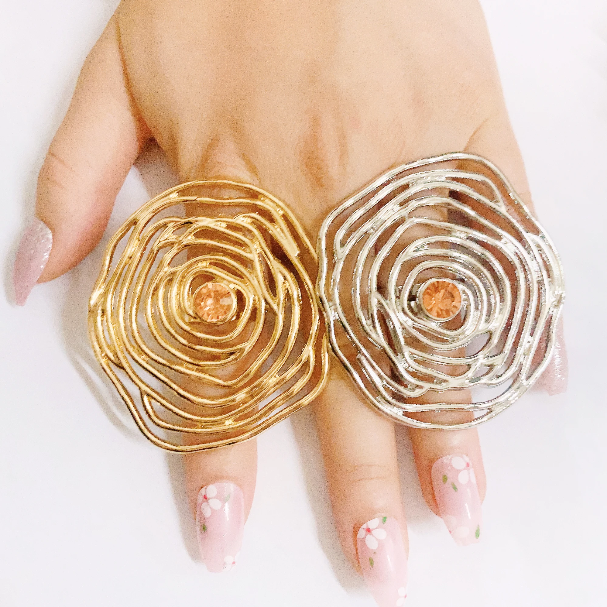 Big Gold Plated Adjustable Ring & Assorted Elements Jewelry Set