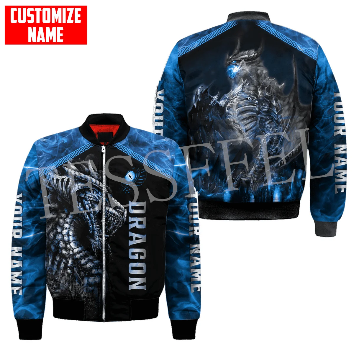 Cosplay nama kustom hewan naga Retro tato 3DPrint Harajuku Streetwear kasual musim dingin jaket Bomber hangat jaket X1