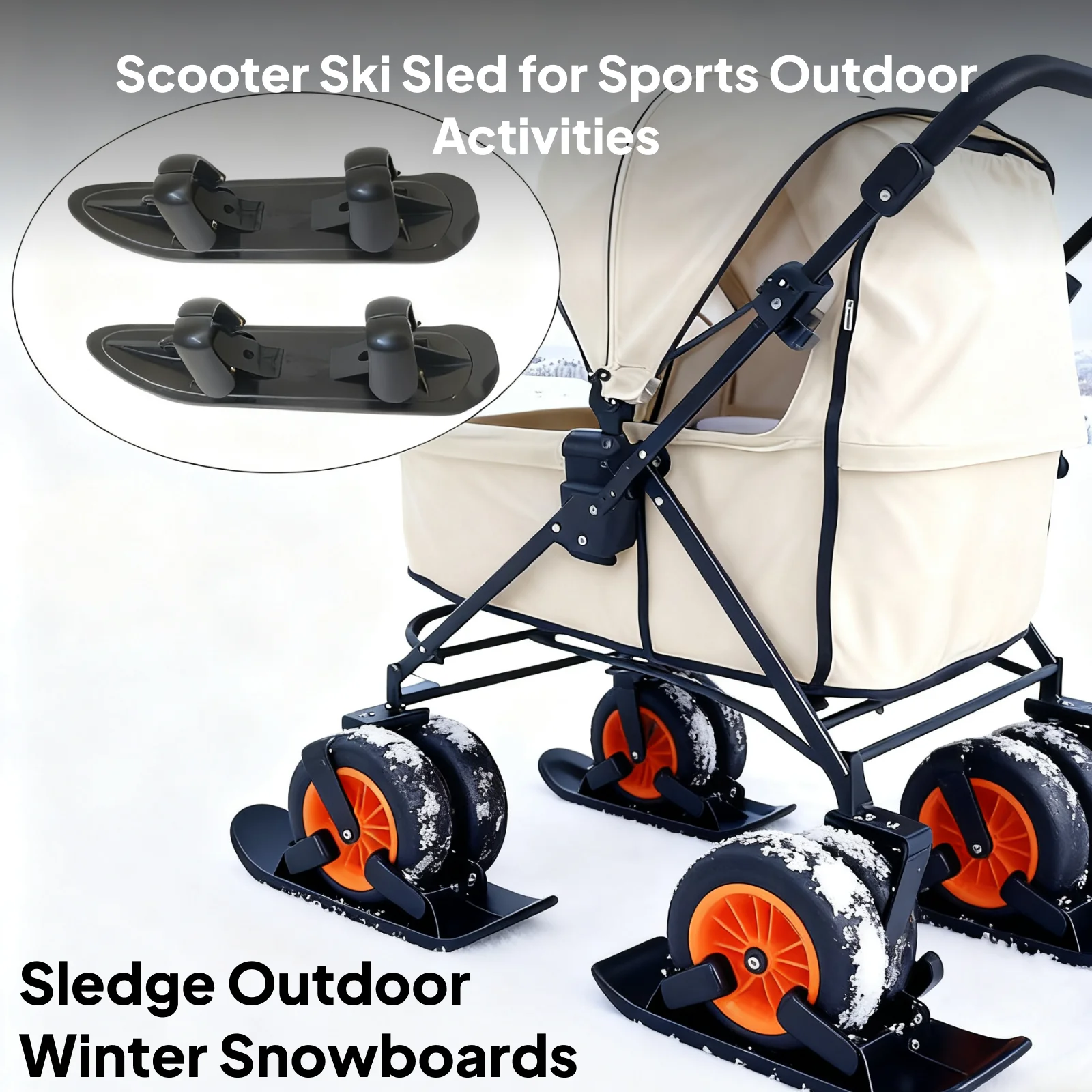 

2 in 1 Kids Scooter Snow Sled Convertible Plastic Sledge Board Stable Control Snow & Ground Outdoor Play for Children Outdoor