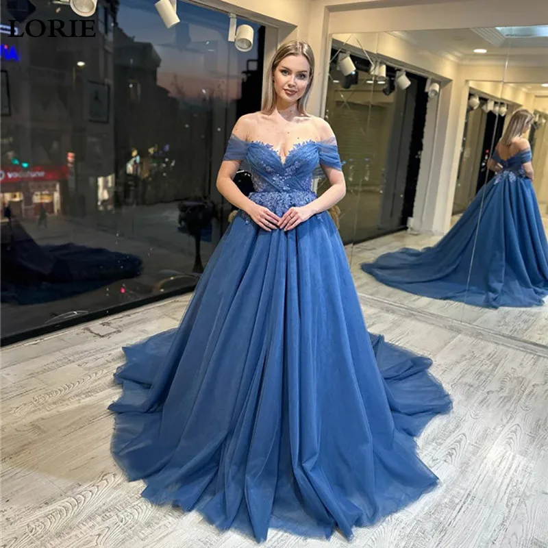 

LORIE Blue Wedding Dress A Line Off The Soulder Sweetheart Neck Corset Bride Dresses Ball Gown Women Briadal Wedding Gowns 2024