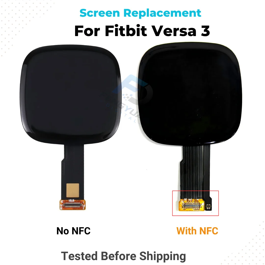 For Fitbit Versa 3 FB511 AMOLED Display Touch Screen Replacement NFC Non-NFC Smart Watch Repair Parts