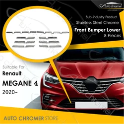 For Megane 4 IV 2020- Front Bumper Lower 8 Pieces Chrome Renault Car External Accessories Sport Tuning Zen Intense Joy