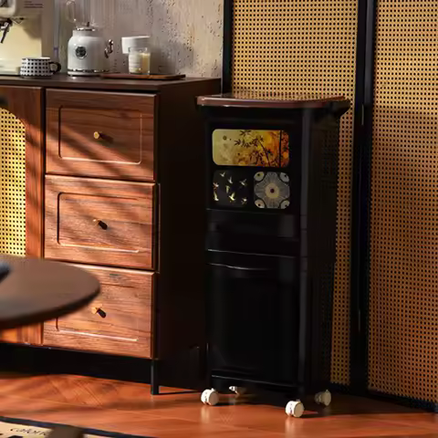 Kitchen Trash Can Sturdy Easy to Move 38L for Restaurants Indoor Living Room Rolling Rubbish Bucket Practical Apartment