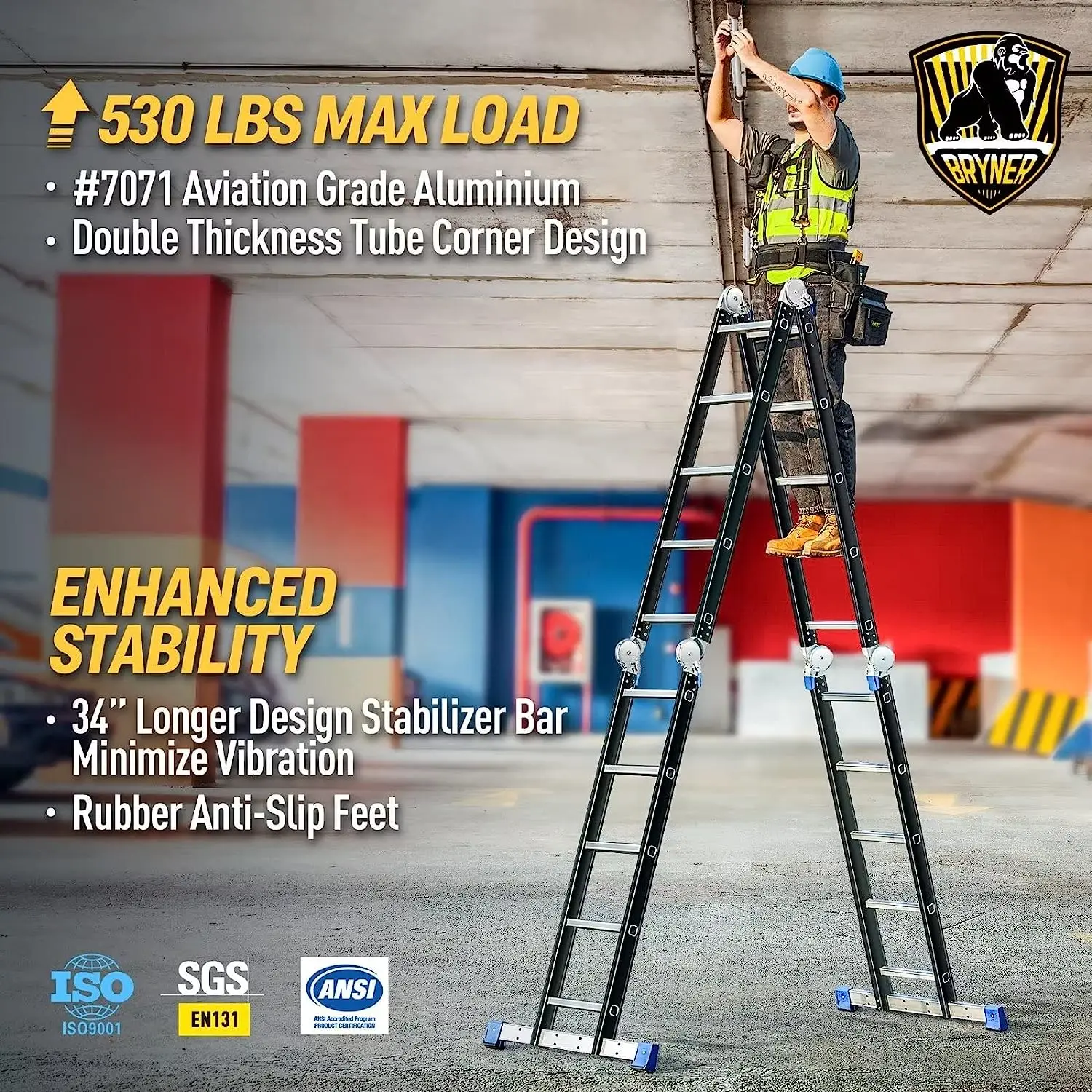 Bryner Klapp leiter, 19,6 Fuß