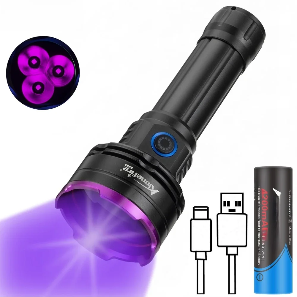 3 Led 30 W 365nm/395nm UV zaklamp High power Ultraviolet Uitharding Schorpioen Geld Erts Schorpioen Kat Huisdier urine Vlekken Marker Lamp - afbeelding 2