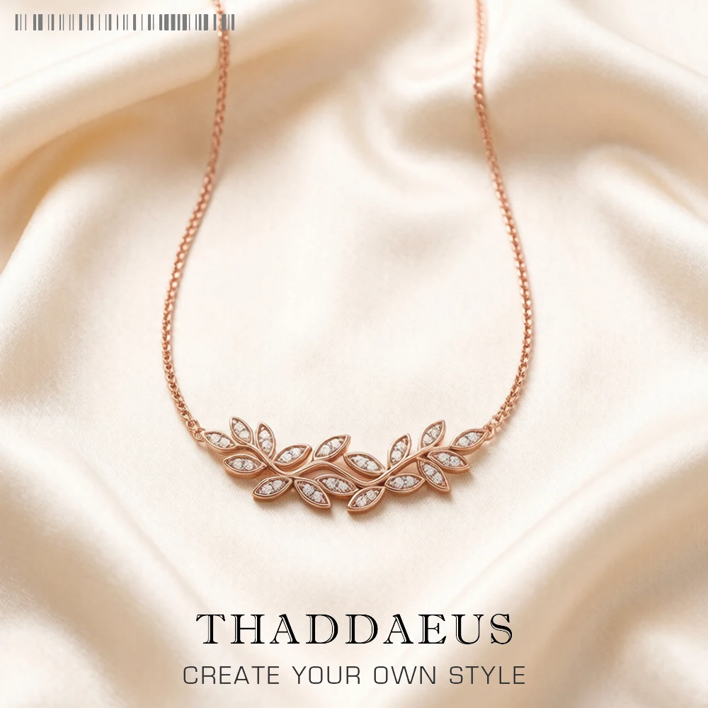 Necklace Tendrils Leaves New Link Chain Fine Jewelry Europe 925 Stering Silver Romantic Gift For Women