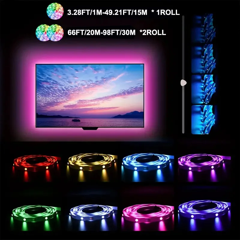 5M Led Strip Lights Bluetooth APP Control RGB LED Lights for TV USB 5V WIFI Led Tape for TV Backlight Room Party Decoration