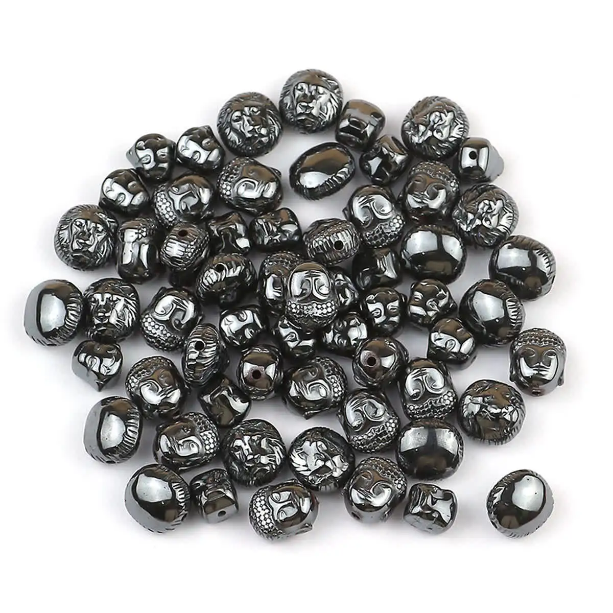 BTFBES AAA Lion Buddha Maitreya Head Black Hematite Beads High Quality Natural Stone Loose Beads For Jewelry Bracelet Making DIY