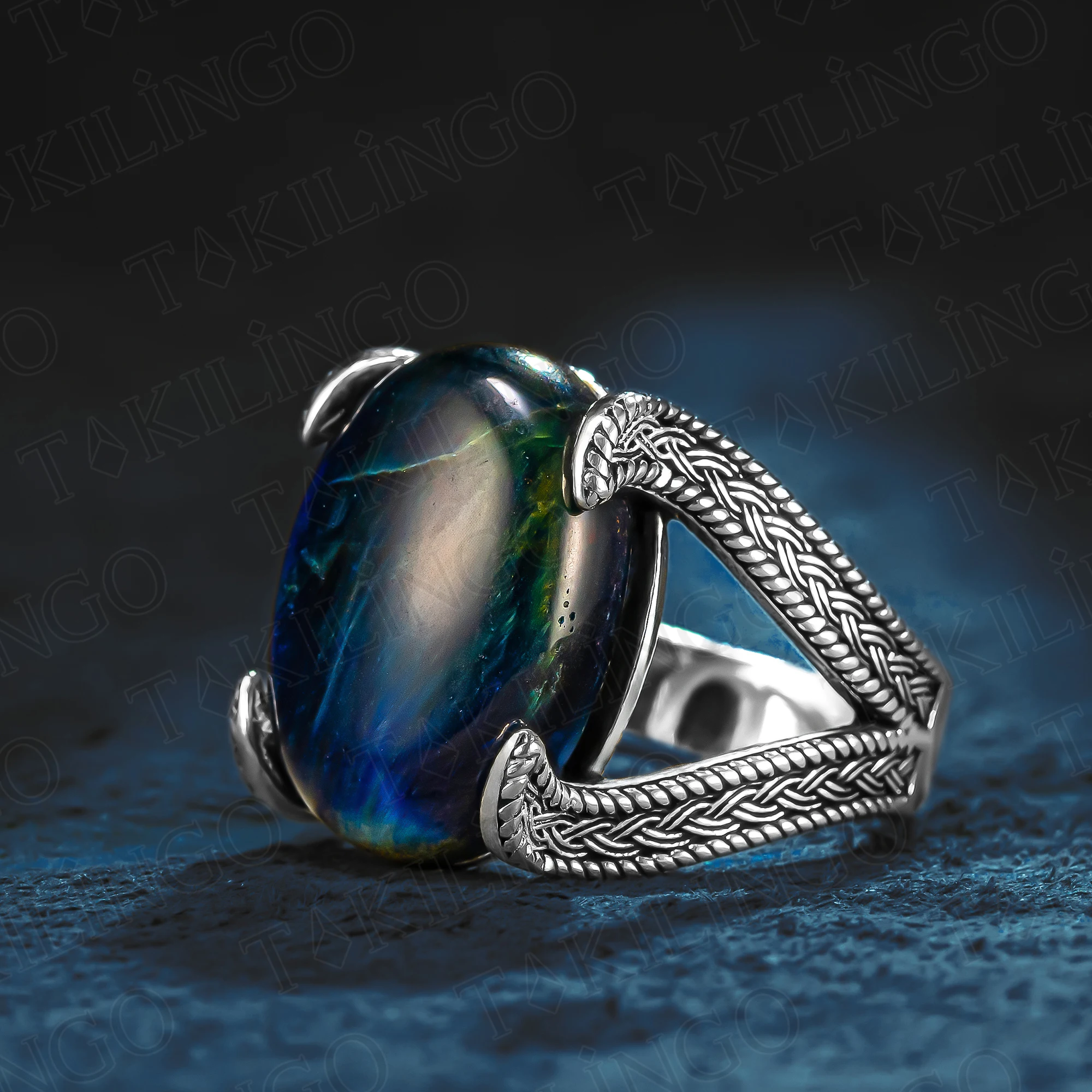 s925-sterling-silver-blue-tiger-eye-men's-ring-engraving-design-jewelry-handmade-unique-birthday-gift-everyday-wear-ring