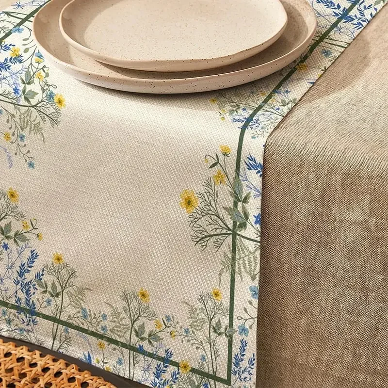 1pc Floral Print Mandala Pattern Table Runner, Boho Polyester Table Runner For Dining Room Cottagecore Polyester Table Liner