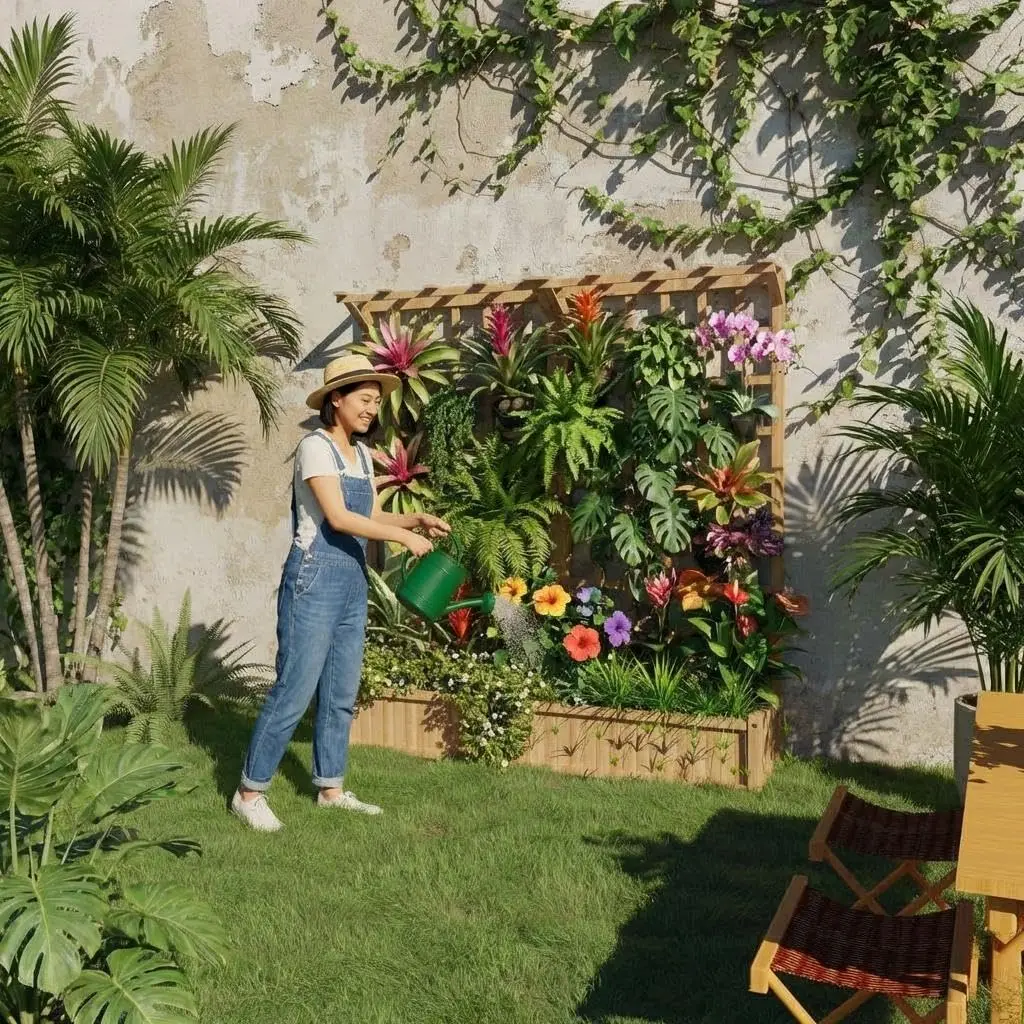 Jardinera de madera de 124 x 41 x 160 cm, con estructura de soporte y techo, 2 niveles, para balcón o jardín.