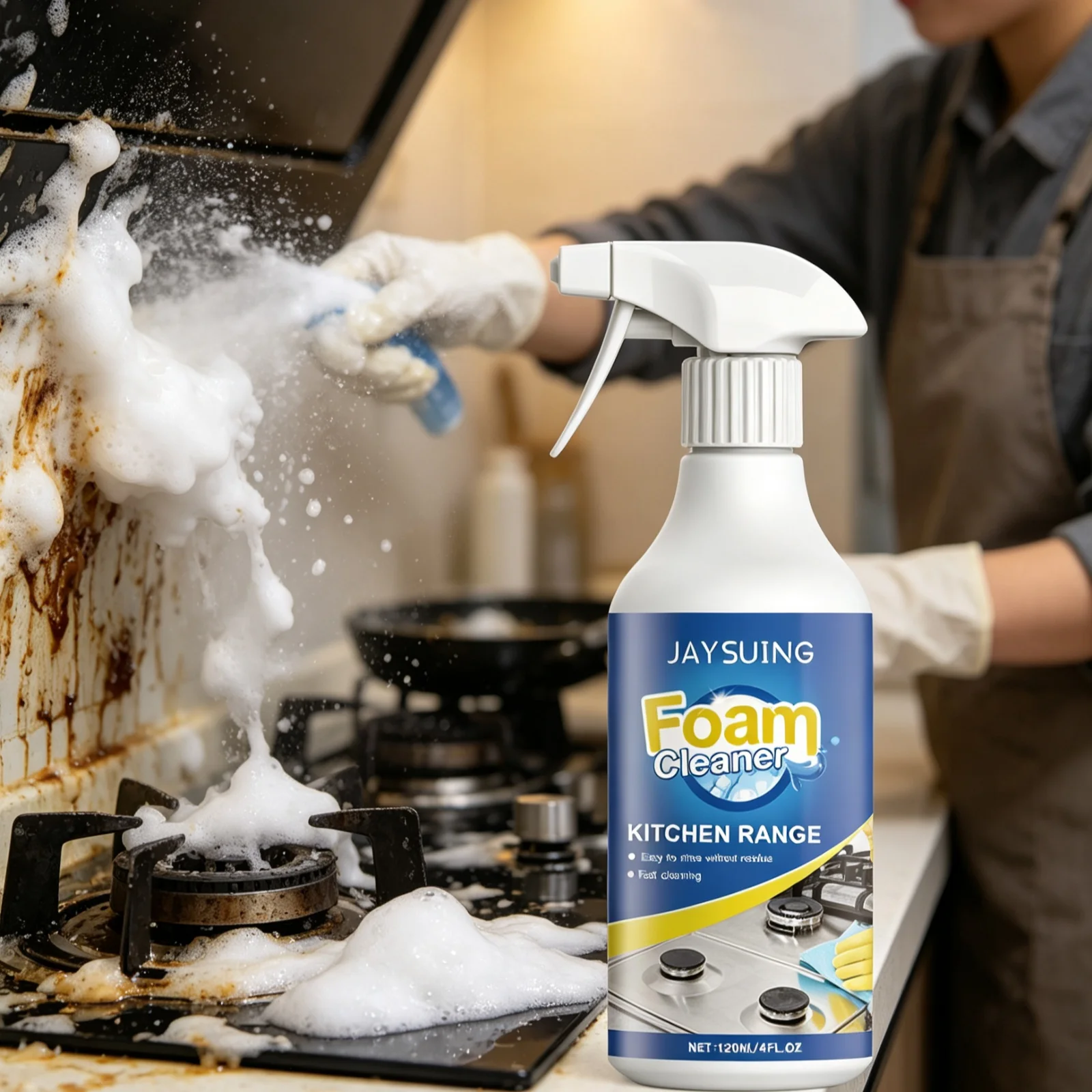 JAYSUING Stove Top Stain Remover Deep Cleaning Fast Dissolving Stains Less Hard Scrubbing No Damage to Surfaces Stove Cleaner