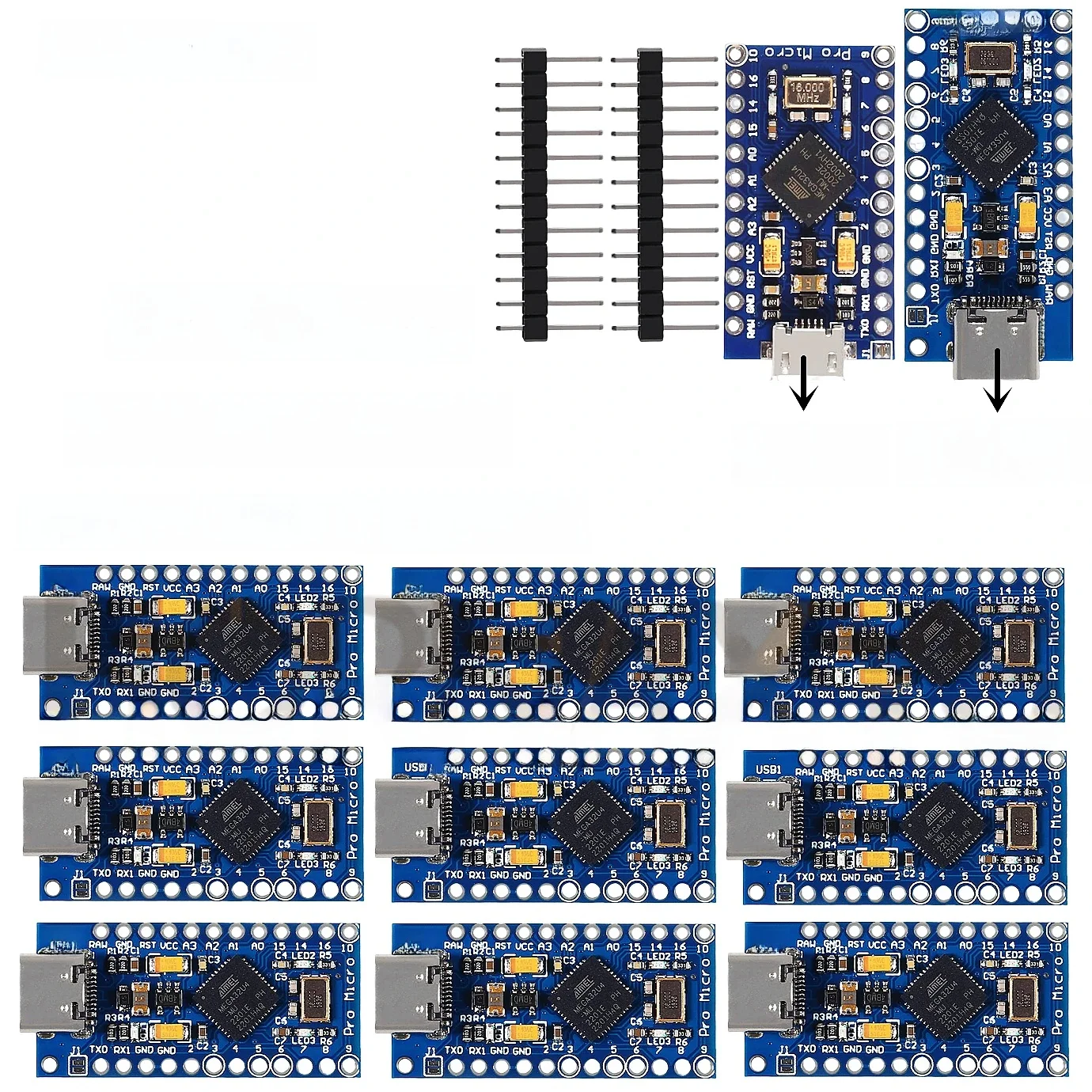 1-10szt Pro Micro ATmega32U4 5V/16MHz Moduł z 2-rzędowym pinowym nagłówkiem Dla Leonardo TYPE-C USB w magazynie najlepsza jakość dla arduino Nowość — zdjęcie 2