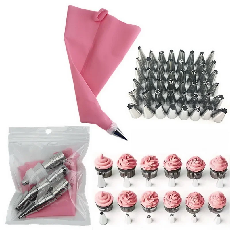 Ensemble d'outils à gâteaux de 8 à 50 pièces, fournitures de pâtisserie à la crème au chocolat, sacs en silicone réutilisables, buses en acier inoxydable