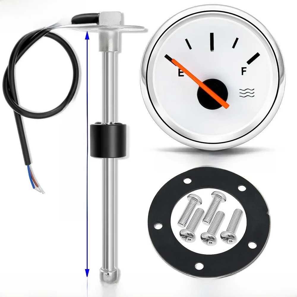 0-190Ohm Czujnik pływakowy + Wskaźnik poziomu wody Kolor czerwony LED 52 mm Wskaźnik licznika zbiornika wody Do samochodu morskiego Kamper Jacht Niestandardowy — zdjęcie 2