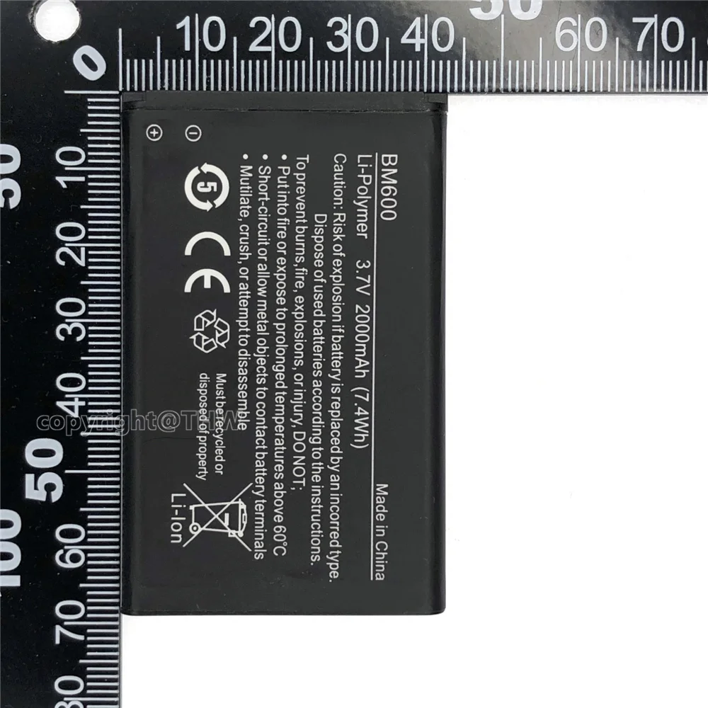 Original BM600 Replacement Battery for NUBIA WD660 6BT-R600A-0006 4G LTE Rechargeable Li-ion Battery 3.7V 7.4WH 2000mAh Batteria