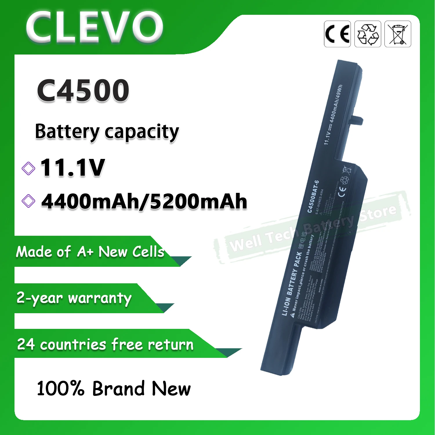 Аккумулятор для ноутбука CLEVO B4100M B4105 B5100M B5130M B7110 B7130 C4100 C4500 C4500Q C5100Q C5105 C5500Q Series