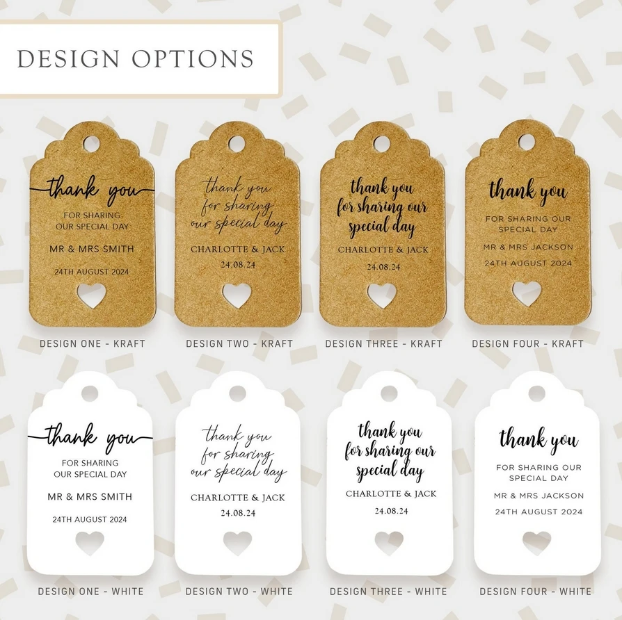 

50pcs Personalised Wedding Favour Tags, Thank you for sharing our special day wedding tags, favour tags