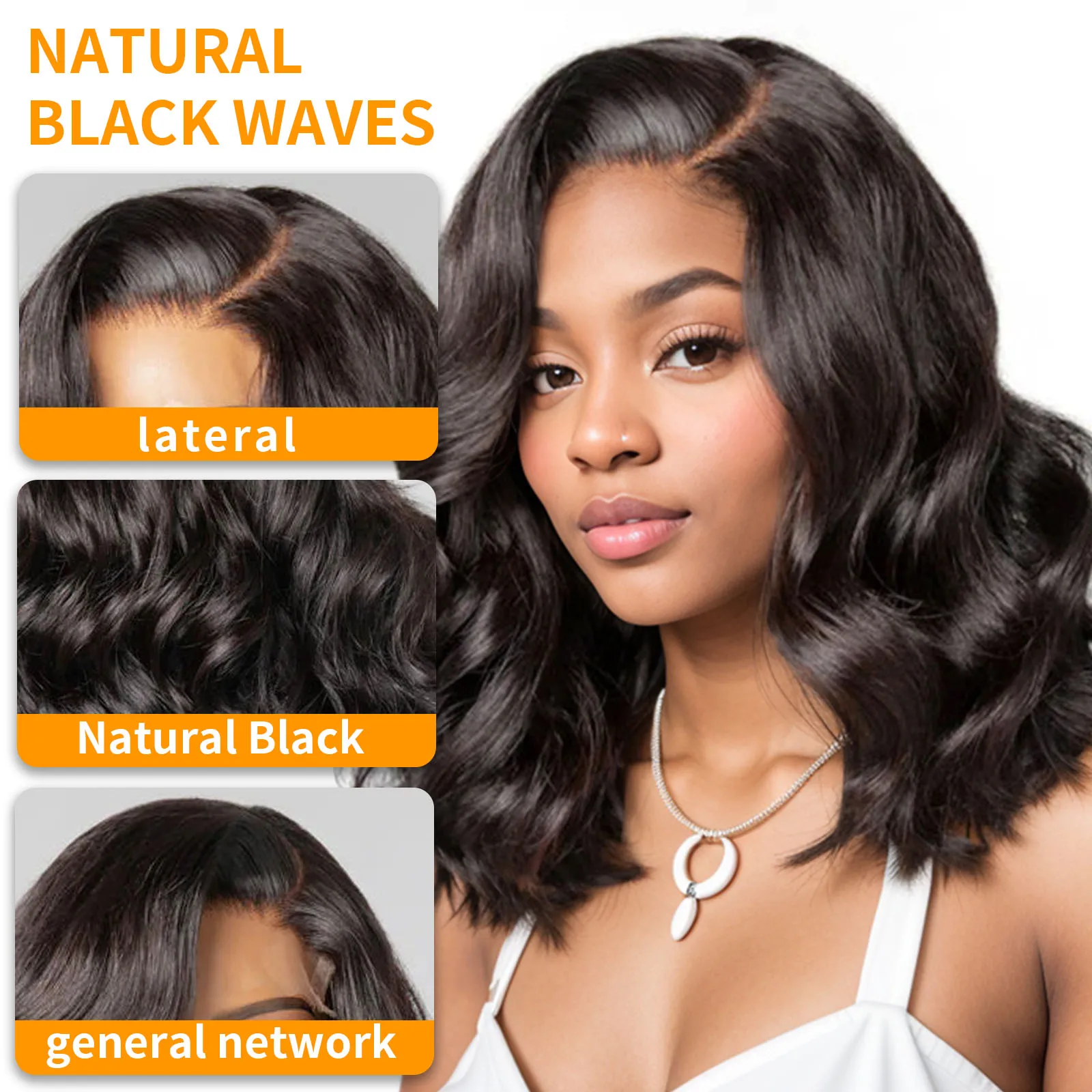 Perruque Bob Lace Closure Wig sans colle naturelle, cheveux humains, partie latérale, courte, noire, 5x5 HD