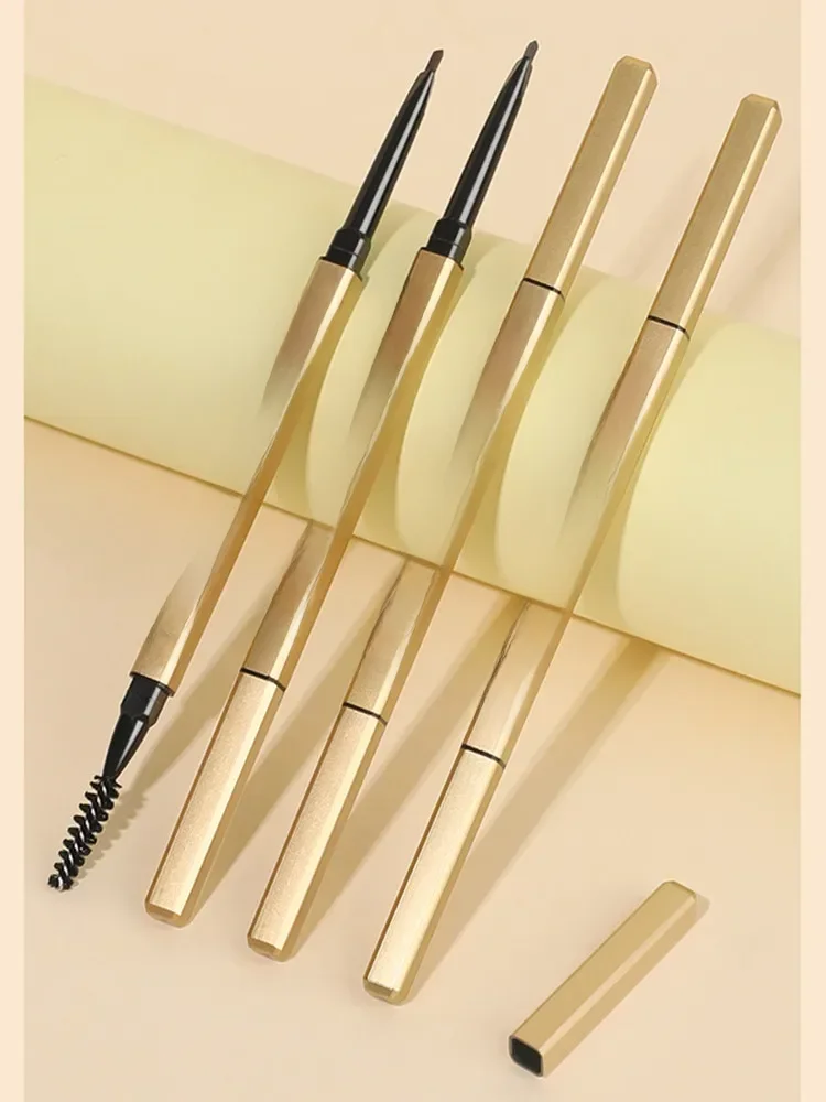 Petit crayon à sourcils à barre d'or, imperméable et résistant à la sueur, Non décolorant, durable, noyau Ultra-fin féminin gris marron