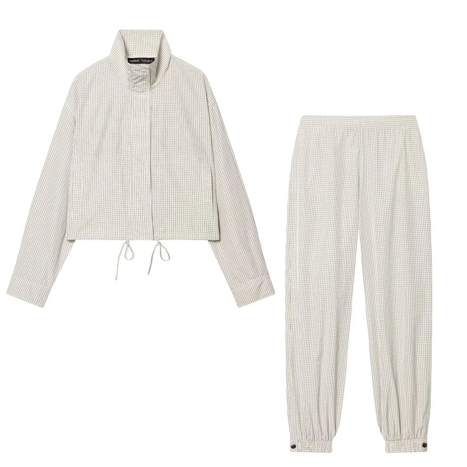 

Женская модная повседневная куртка в полоску с длинными рукавами, высоким воротником, на молнии, короткое пальто + брюки с эластичной высокой талией, уличный комплект из 2 предметов