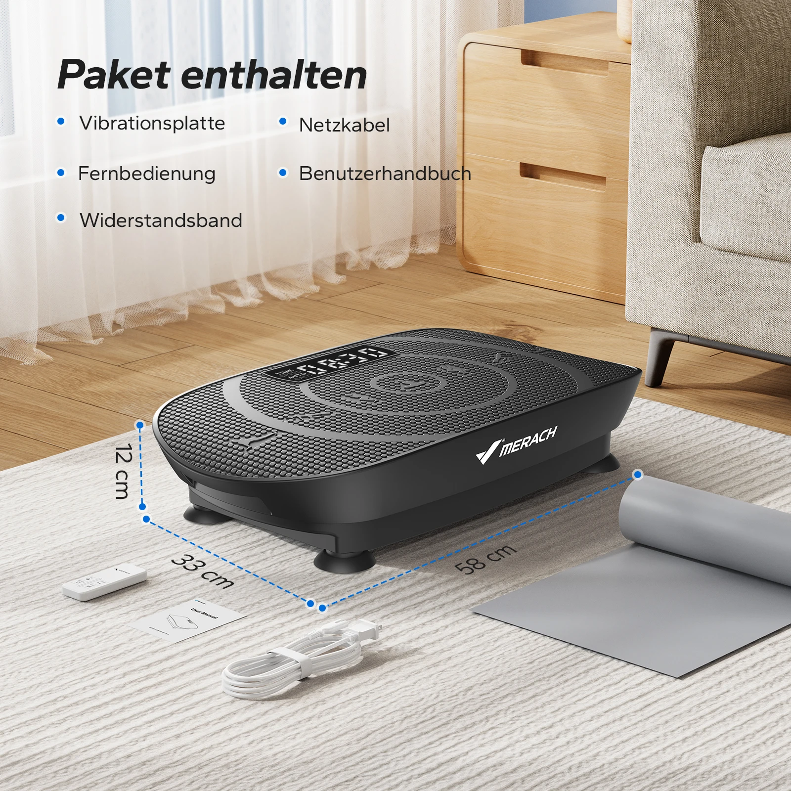 MERACH Vibrationsplatte Trainingsgerät, Angetriebene Vibrationsplattform für Ganzkörpertraining,Muskelaufbau und Formung, Bis 150KG 7