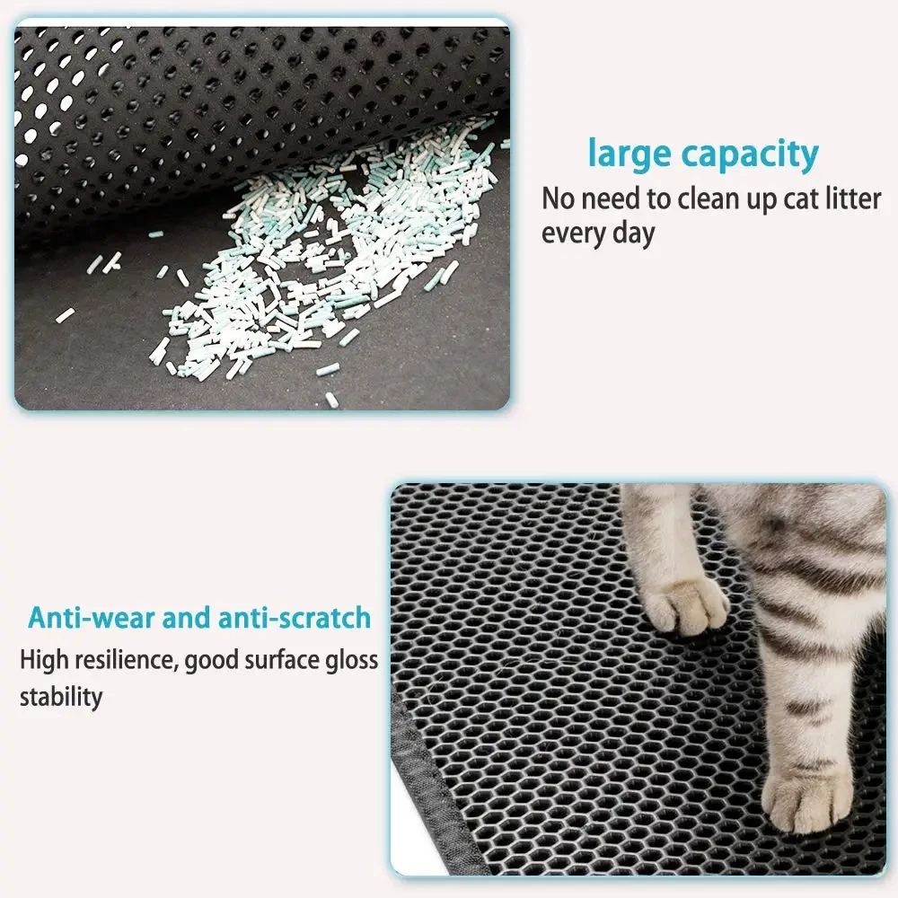 Pet Cat Litter Mat Waterproof Double Layer EVA Foldable Cat Litter Trapping Pet Carpet Bed Pads For Cats Pet Clean Supplies