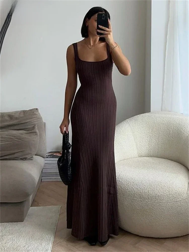 Nsauye Gebreide Elegante Vrouwen Sexy Backless Strandjurk Club Party Night 2024 Lente Zomer Vrouwelijke Backless Vakantie Lange Jurken - afbeelding 2