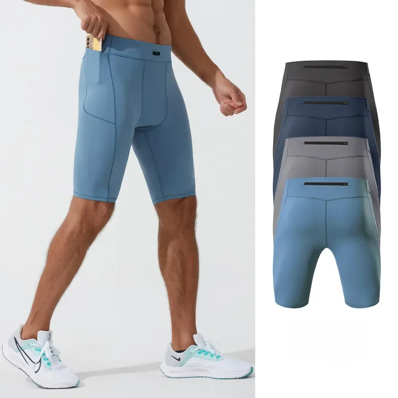 Compressieshorts Heren Sneldrogend Bodybuilding Panty Shorts Fitnessleggings Elastische taille Sportbroeken Gym hardloopshorts Heren - afbeelding 2