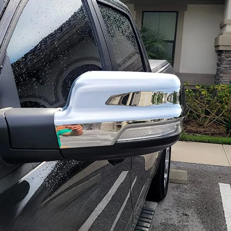 For Dodge Ram 1500 2019 2020 2021 2022 2023 2024 2025 Car Rear View Side Mirror Cover Caps Trim Chrome