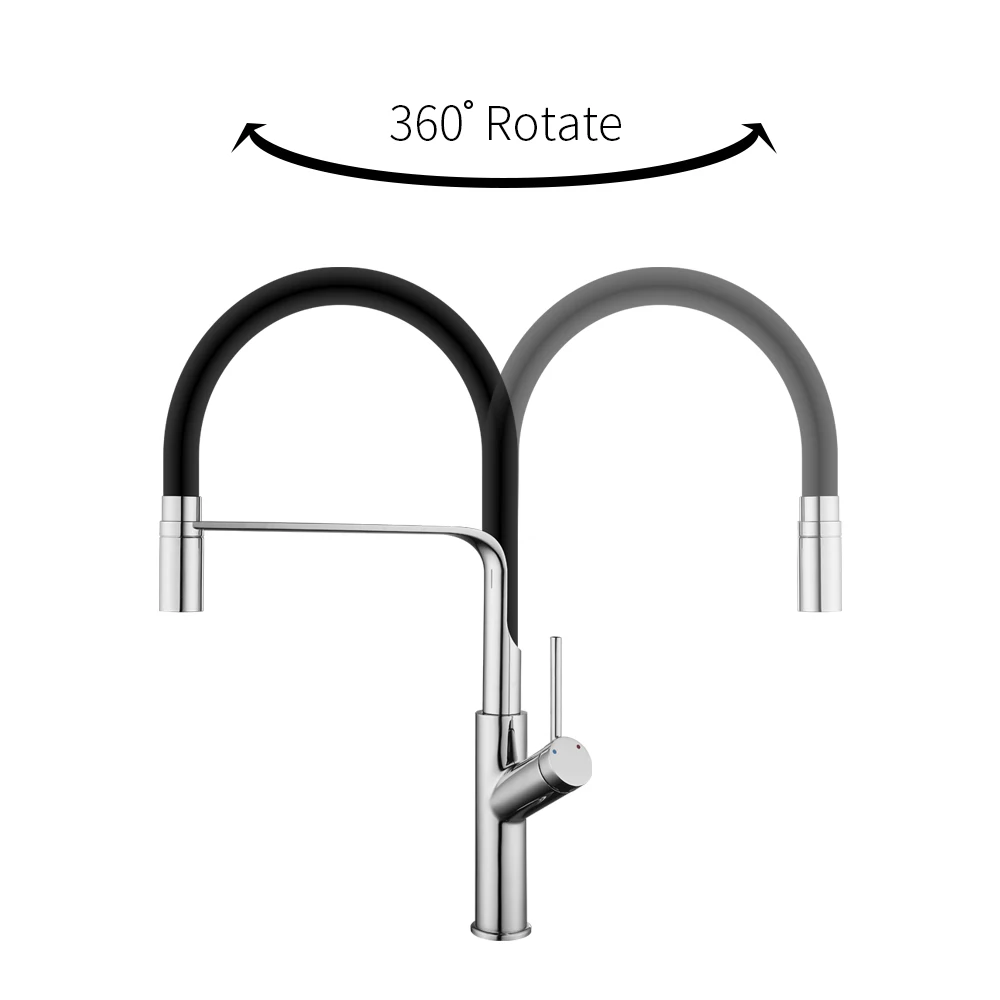 Kitchen faucet black single handle pull-out one-hole handle can be rotated 360 degrees mixing faucet high-grade brass material