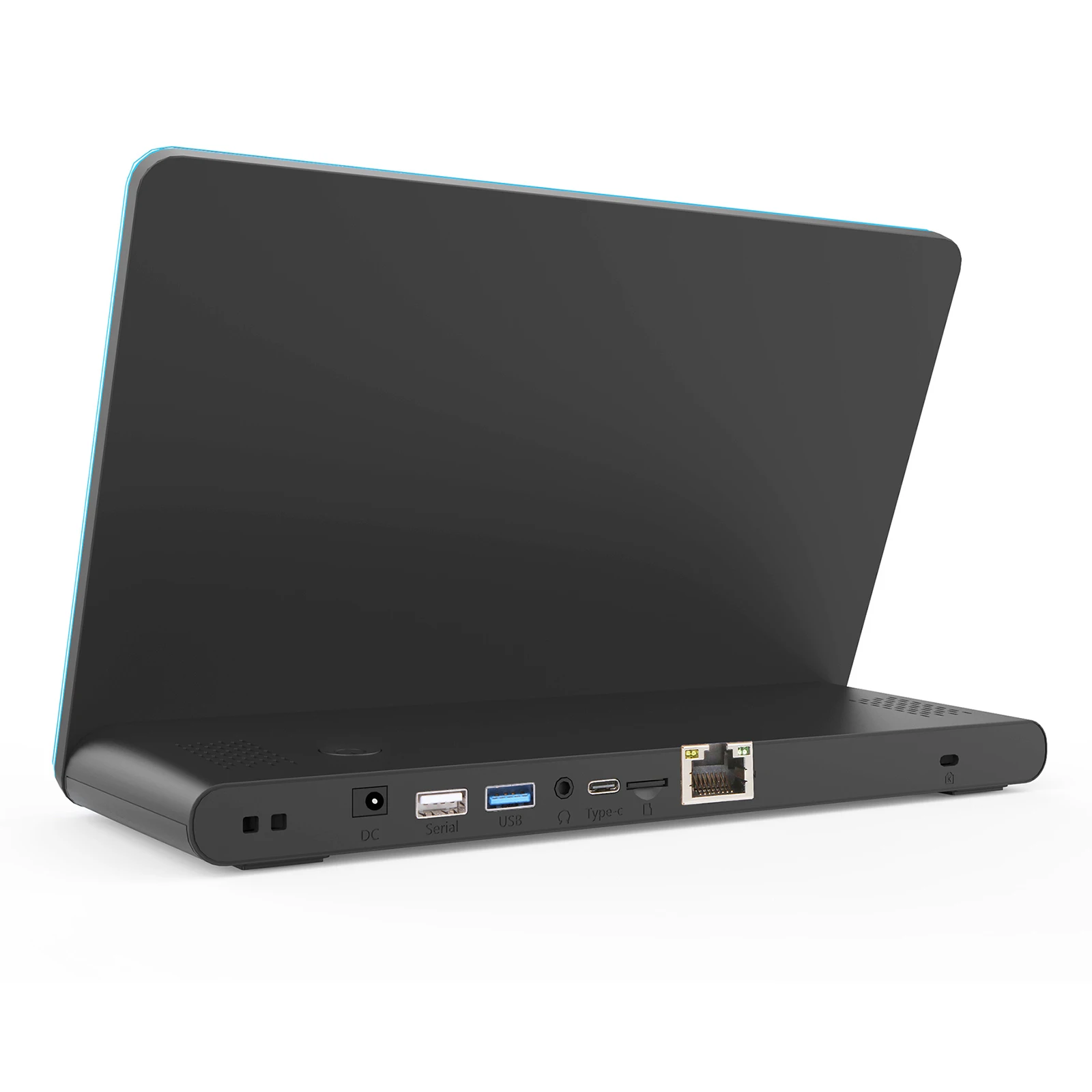 10" Android PoE desktop tablet equiped with Multi-color LED frame, Micphone, Camera, Speakers, BT, wifi, RJ45, Serial port, USB