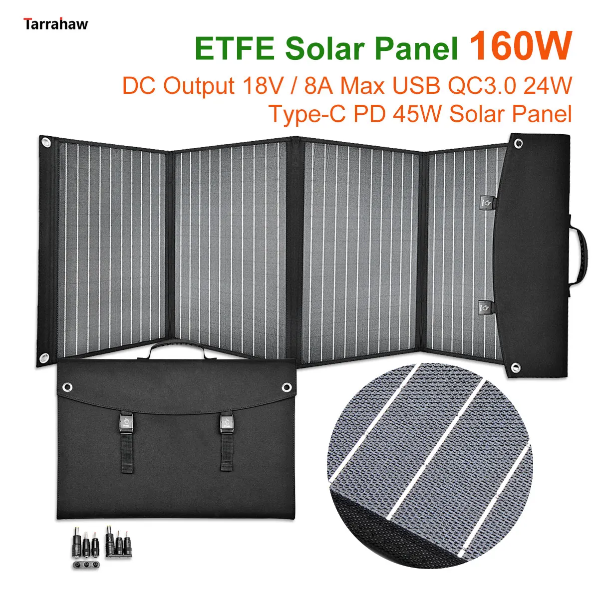 Etfe-painéis Solares Monocristalinos Dobráveis Bolsa de Carregamento Pacote Solar Portátil Dobrável dc 12v18v Usb Qc3.0 Mais Saída pd 45w 160w