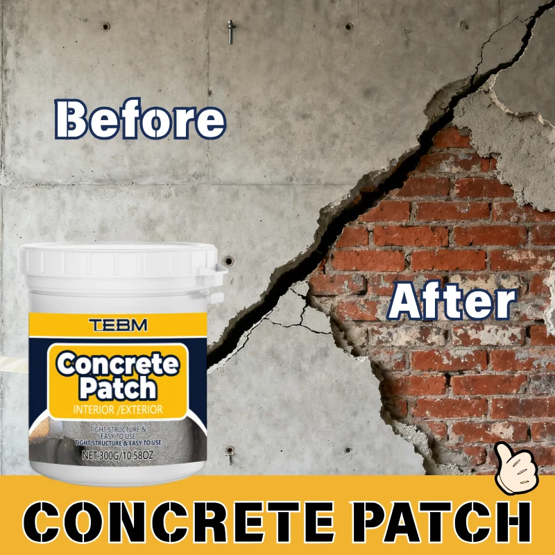 Mezcla de Reparación en Polvo para Concreto, Solo Agregar Agua, Relleno Texturizado para Grietas y Desportilladuras, Pintable en 2H, para Entradas de Autos, Patios, Paredes y Superficies Horizontales