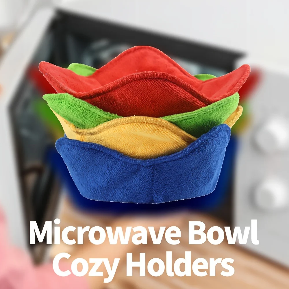 Microwave Bowl Cozy Holders for Hot Food Solid Color Hot Pads Food Warmer Multipurpose Heat Proof Plate Holder Kitchen Supplies