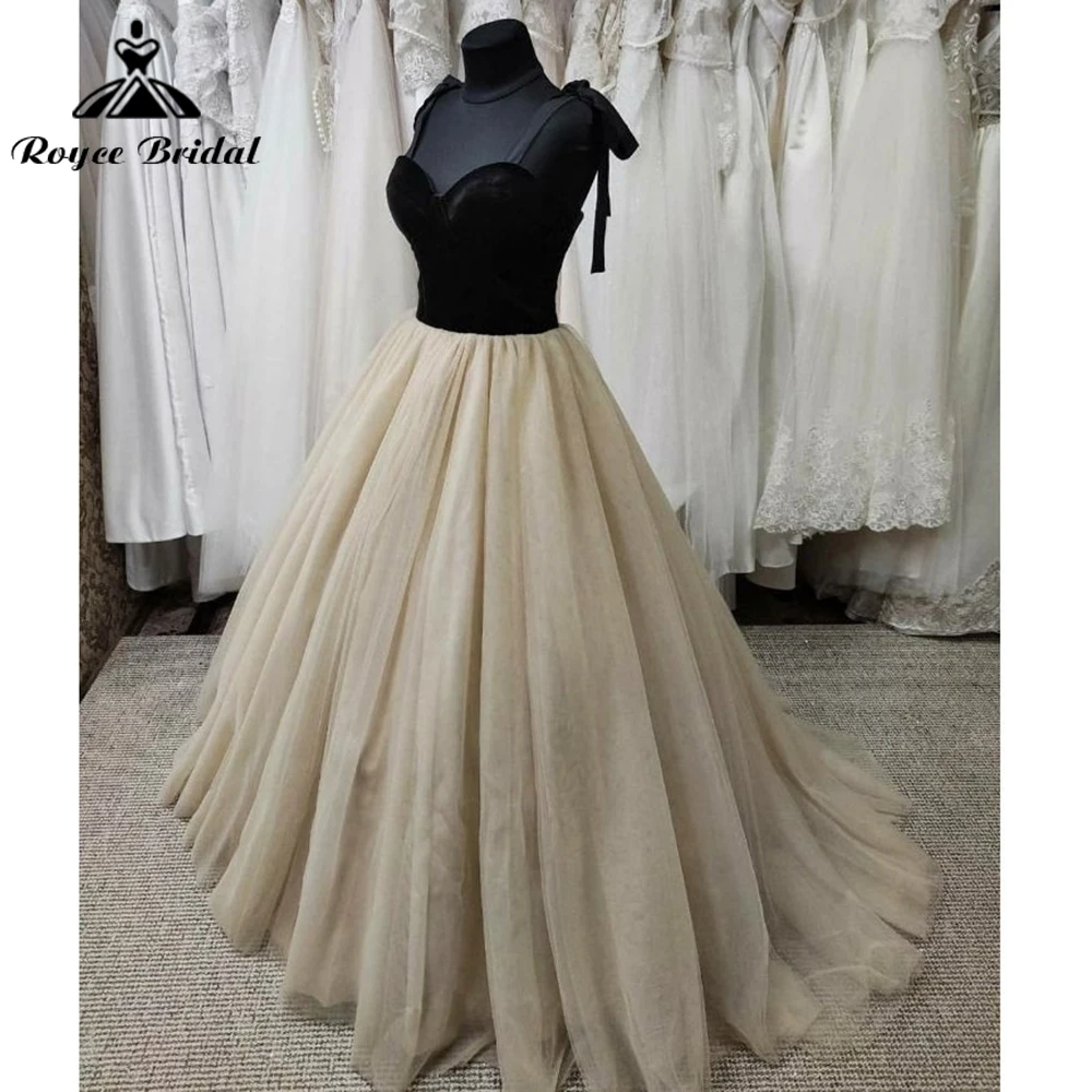 Boho sexy Schatz Spaghetti träger Bogen zurück Schnürung Netz eine Linie Hochzeit Ballkleid benutzer definierte für Frauen Brautkleid Sweep Robe