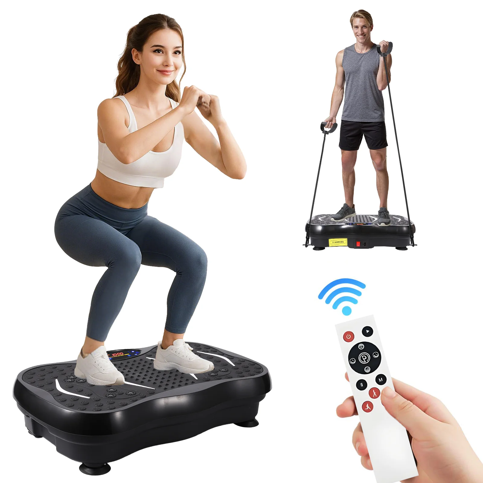 Piastra Vibrante Ultra Silenziosa per Fitness con Cintura da Allenamento, Base Antiscivolo, Velocità Regolabile, Dispositivo per Esercizi Dimagranti da Casa