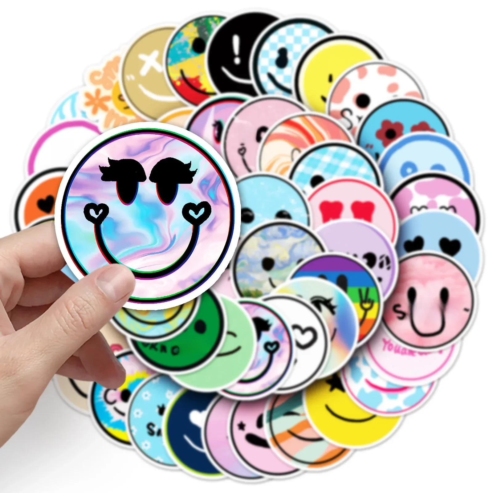 AliExpress 50Pcs Smiling Face Stickers DIY Skateboard Laptop Luggage Bike Motorcycle Phone Car Sticker Decals