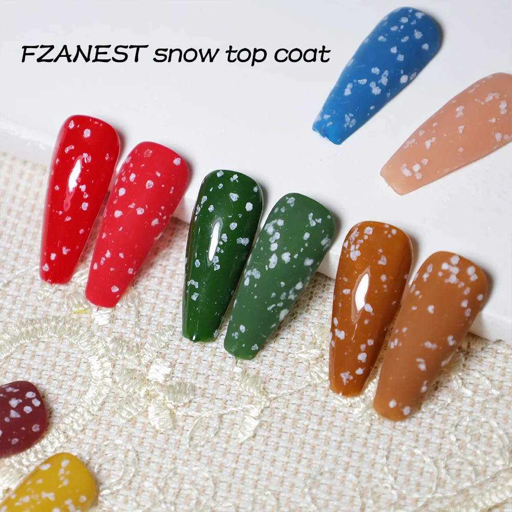 FZANEST Snow Top Coat Base con finitura effetto fiocco di neve e Top Coat Gel accessori per Nail Art forniture per unghie per professionisti