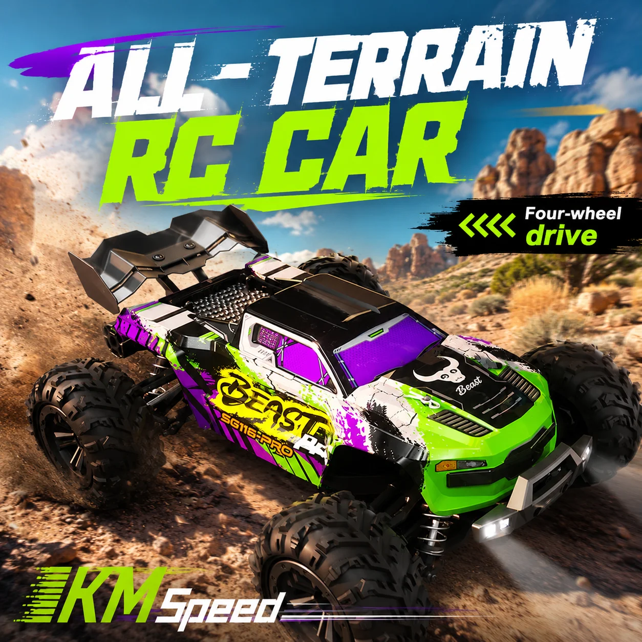 ZNLYRION SG116PRO MAX 4WD RC Monster Truck 1:16 Maßstab 40KM/H 2,4G Ferngesteuertes Bürstenloses Offroad-Auto mit LED-Lichtern für Jungen und Erwachsene