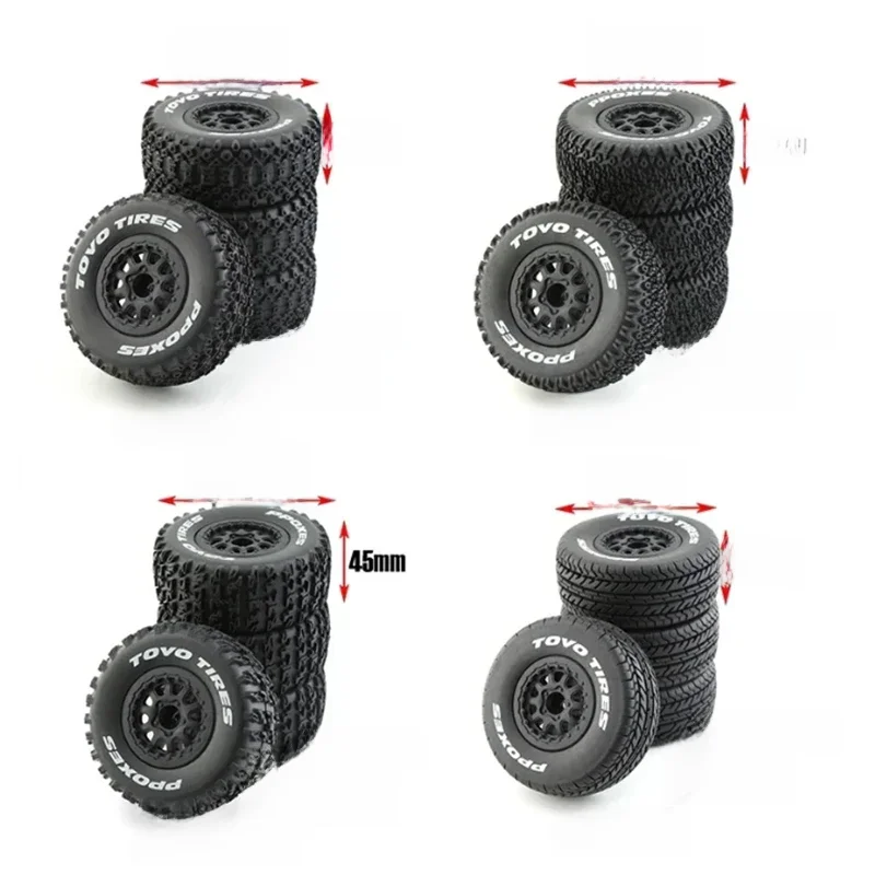 Pneus de camion de parcours court 112mm 1/10, roue hexagonale de 12mm pour voiture Slash Arrma Senton HuanQi 727 Vkar 10sc Hpi Rc, 4 pièces